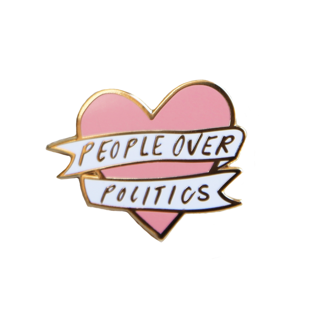 People over Politics Heart Enamel Pin
