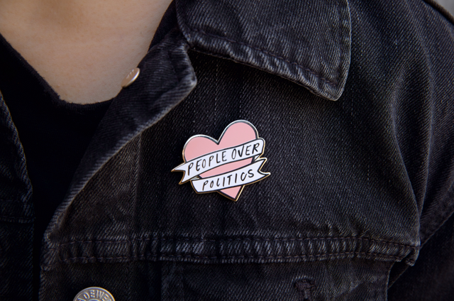 People over Politics Heart Enamel Pin